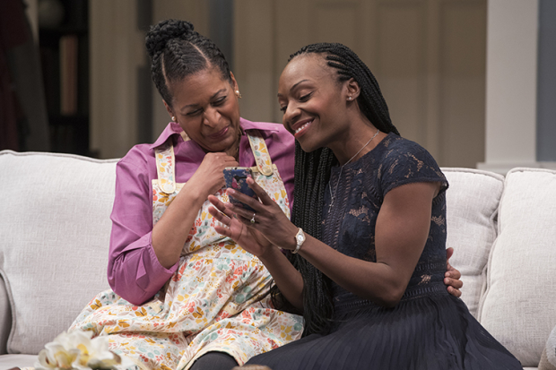 Ora Jones (Marvelous Chinyaramwira) and Lanise Antoine Shelley (Tendikayi) in a scene from Familiar.