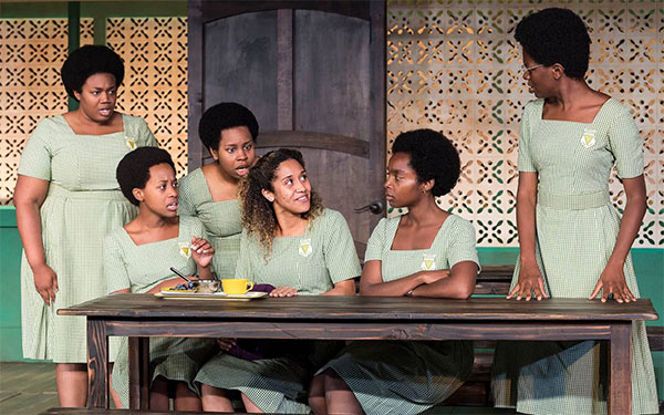 The cast of School Girls; Or, the African Mean Girls Play, running through December 9 at the Lucille Lortel Theatre.