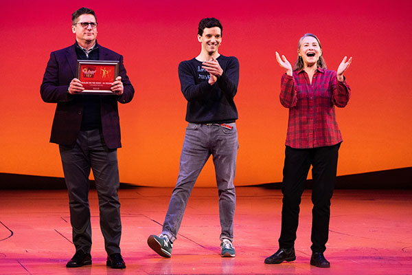 Christopher Sieber, Michael Urie, and Cherry Jones present awards at Broadway Cares/Equity Fights AIDS&#39; 2018 Red Bucket Follies.