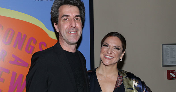 Jason Robert Brown, composer of Songs from a New World, with Shoshana Bean, one of the stars of the 2018 Encores! Off-Center production of the work.