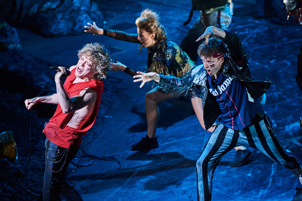 Andrew Polec (left) in the West End production of Bat Out of Hell.
