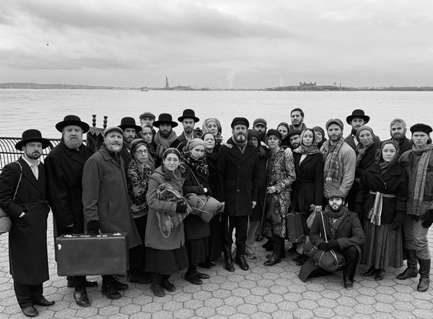 The cast of the National Yiddish Theatre Folksbiene&#39;s Yiddish-language production of Fiddler on the Roof celebrating the end of their hit run at the Museum of Jewish Heritage.