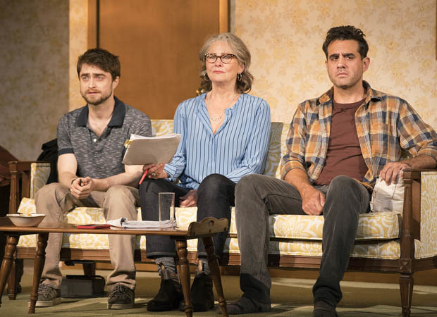 Daniel Radcliffe, Cherry Jones, and Bobby Cannavale in The Lifespan of a Fact, directed by Leigh Silverman.