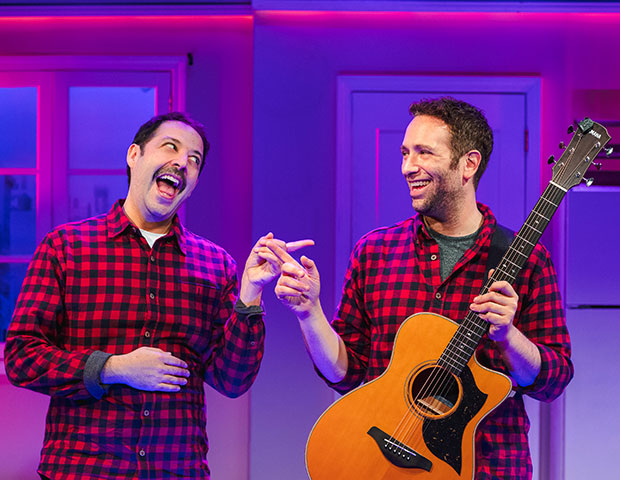 Steve Rosen and David Rossmer in a scene from The Other Josh Cohen, directed by Hunter Foster, at the Westside Theatre.