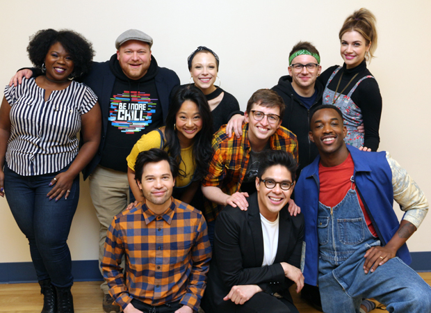 The stars of Be More Chill on Broadway: Tiffany Mann, Jason SweetTooth Williams, Lauren Marcus, Stephanie Hsu, Jason Tam, George Salazar, Will Roland, Gerard Canonico, Katlyn Carlson, and Britton Smith.