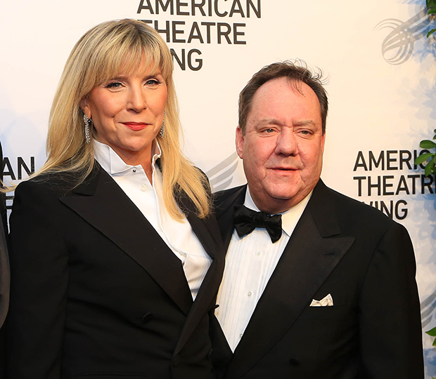 James L. Nederlander (right) appears with his wife, Margo Nederlander, at the 2018 American Theatre Wing Gala.