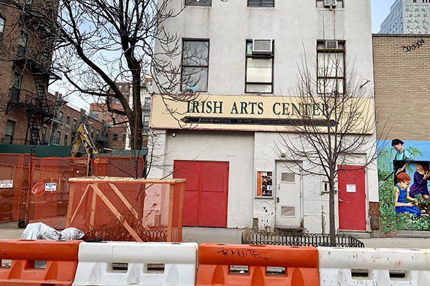 The old space at the Irish Arts center will soon be joined by a newer, larger theater, currently under construction.