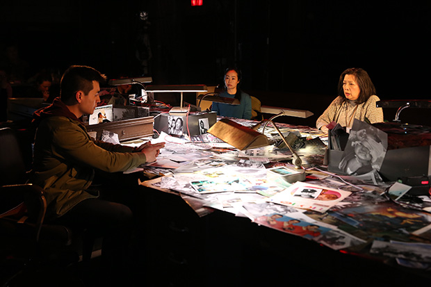 David Huynh, Eunice Wong, and Mia Katigbak star in Daniel Berrigan&#39;s The Trial of the Catonsville Nine, directed by Jack Cummings III, for Transport Group at NAATCO at Abrons Arts Center.