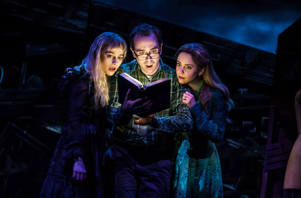 Sophia Anne Caruso (Lydia), Rob McClure (Adam), and Kerry Butler (Barbara) will star in Beetlejuice on Broadway this spring.
