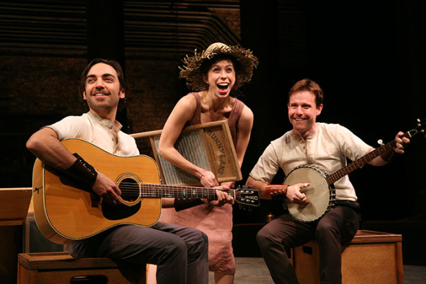 Ben Steinfeld, Emily Young, and Paul L. Coffey in the Fiasco production of Cymbeline at Theatre for a New Audience in 2011.
