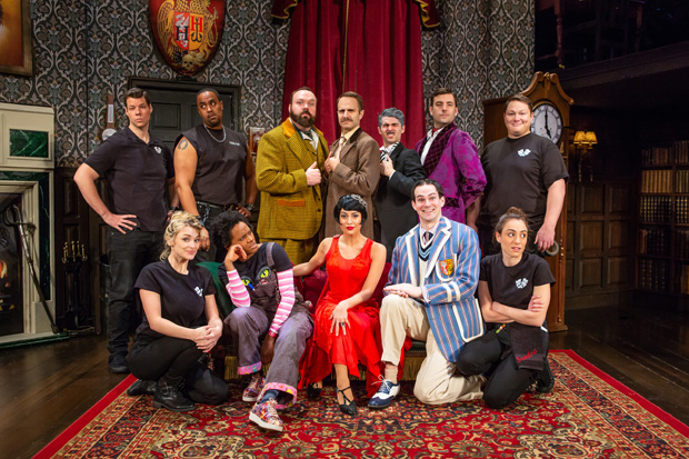 The cast of The Play That Goes Wrong off-Broadway.