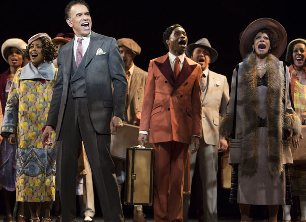 Adrienne Warren, Brian Stokes Mitchell, Billy Porter, and Audra McDonald in a scene from Shuffle Along in 2016.