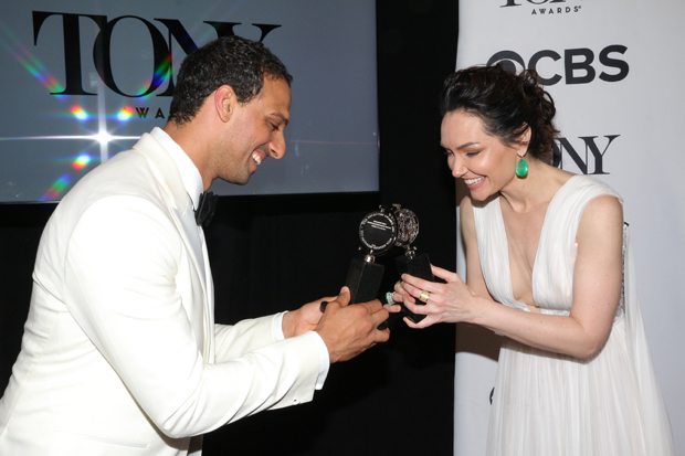 Ari&#39;el Stachel and Katrina Lenk compare 2018 Tony Awards.