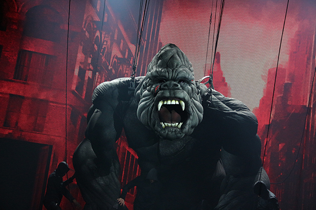 Kong roars on stage at the Broadway Theatre.