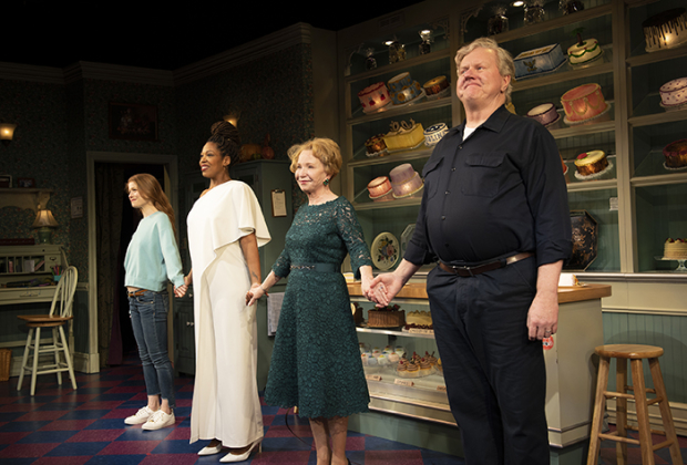 Genevieve Angelson, Marina Anderson, Debra Jo Rupp, and Dan Daily take their opening-night bows in The Cake.