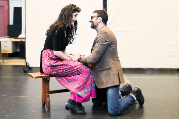 Lauriel Friedman and Benjamin Pelteson in rehearsal for The Immigrant, which begins performances at George Street Playhouse tonight.