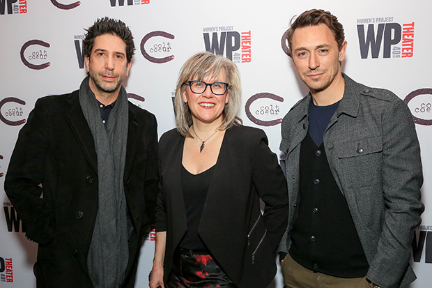 David Schwimmer and JJ Feild with WP Theater artistic director Lisa McNulty (center).