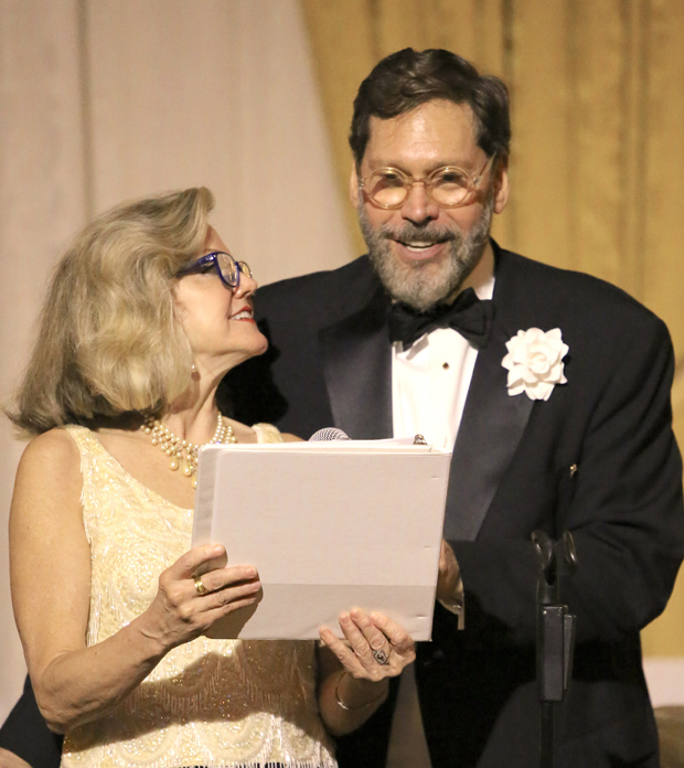 Alison Fraser and Artistic Director David Staller onstage at the Golden Shamrock Gala.