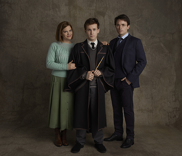 The Potter family: Diane Davis as Ginny, Nicholas Podany as Albus, and James Snyder as Harry.