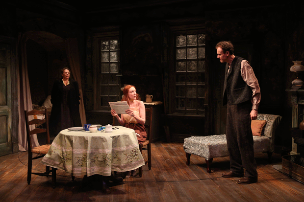 Maryann Plunkett as Juno, Sarah Street as Mary, and Ed Malone as Johnny in Irish Rep&#39;s production of Juno and the Paycock.