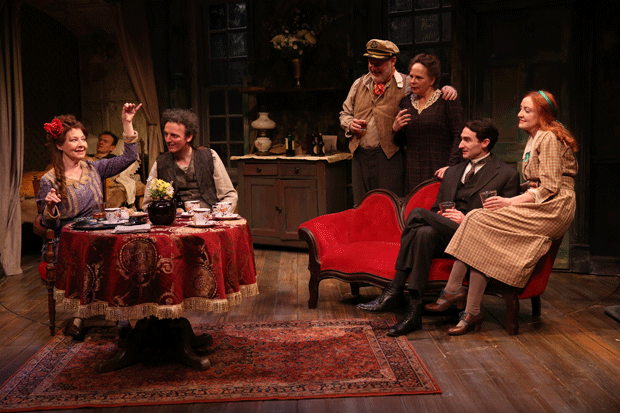Terry Donnelly, Ed Malone, John Keating, Ciarán O&#39;Reilly, Maryann Plunkett, James Russell, and Sarah Street in Juno and the Paycock.