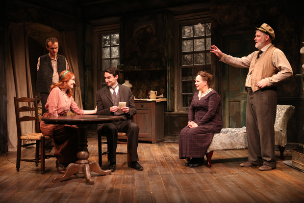 Ed Malone, Sarah Street, James Russell, Maryann Plunkett, and Ciarán O&#39;Reilly in Juno and the Paycock at Irish Repertory Theatre.