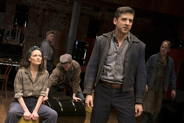 Lara Pulver, Kara Mikula, Benjamin Eakeley, Tony Yazbeck, and Ian Lowe star in the off-Broadway revival of Marc Blitzstein&#39;s The Cradle Will Rock, directed by John Doyle, at Classic Stage Company.