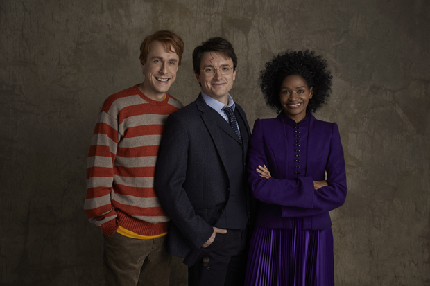 Matt Mueller as Ron Weasley, James Snyder  as Harry Potter, and Jenny Jules as Hermione Granger