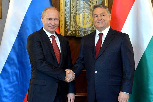 Russian President Vladimir Putin meets with Prime Minister Viktor Orbán of Hungary.