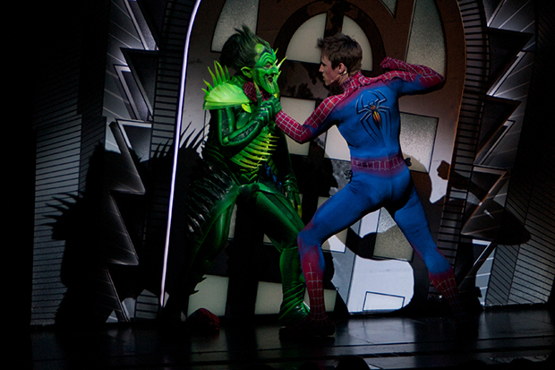 Patrick Page and Reeve Carney in Spider-Man Turn Off the Dark on Broadway.