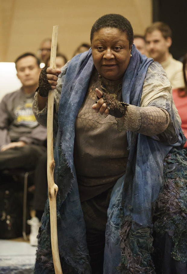 Myra Lucretia Taylor as Prospero in the Mobile Unit&#39;s The Tempest.