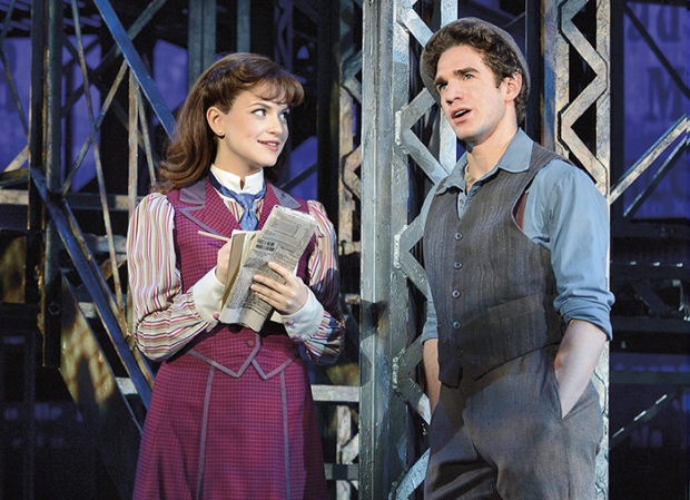 Stephanie Styles as Katherine Plumber in the national tour of Newsies, starring opposite Dan DeLuca.  