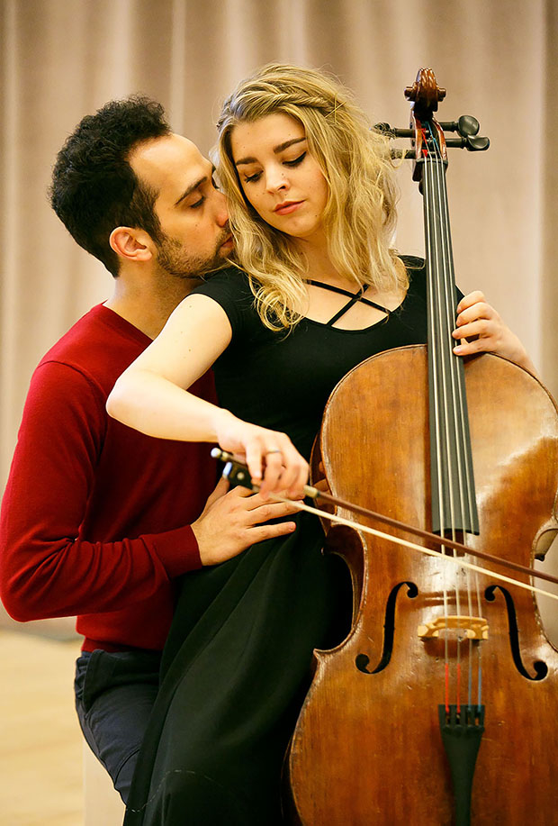 Sydney Shepherd and George Abud rehearse for the world premiere of August Rush: The Musical.