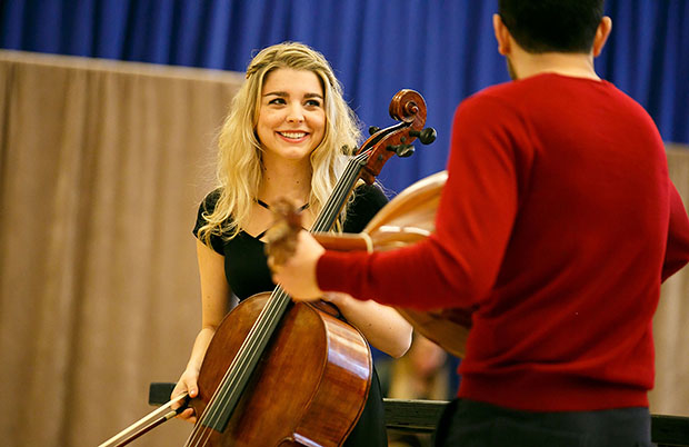 Sydney Shepherd and George Abud in rehearsal for the world premiere of August Rush: The Musical.