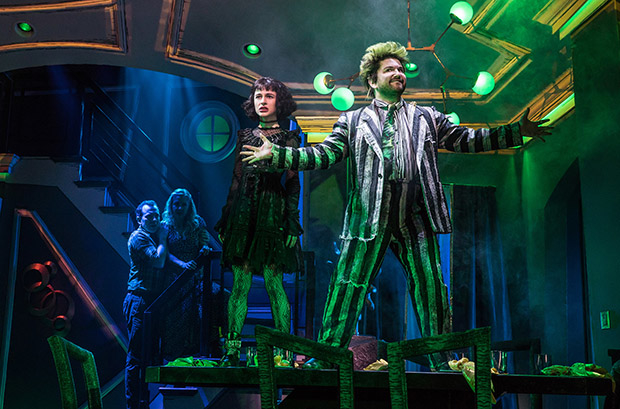 Sophia Anne Caruso and Alex Brightman as Lydia and Beetlejuice.