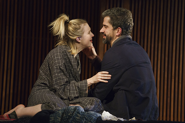 Halley Feiffer plays Cat, and Hamish Linklater plays Guy in The Pain of My Belligerence.