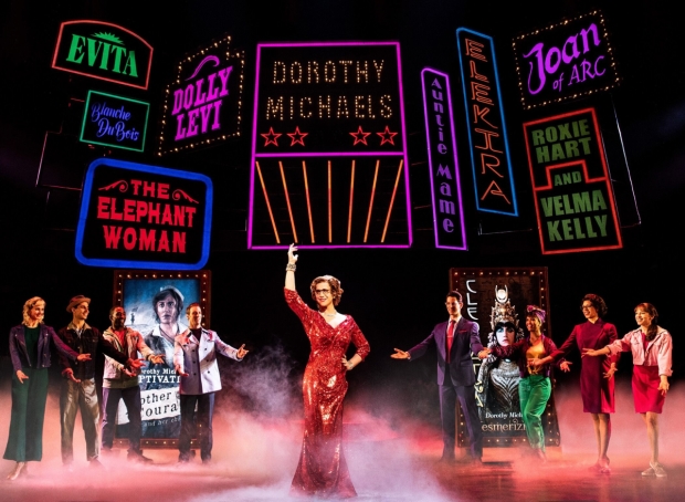 Santino Fontana and the Broadway company of Tootsie, directed by Scott Ellis.