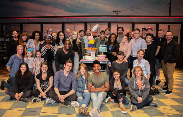 The cast and crew of Waitress on Broadway.