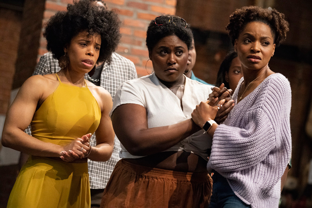 Tiffany Denise Hobbs, Danielle Brooks, and Margaret Odette rehearse Much Ado About Nothing.