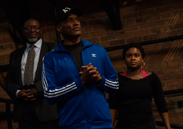 Chuck Cooper, director Kenny Leon, and LaWanda Hopkins rehearse Much Ado About Nothing.