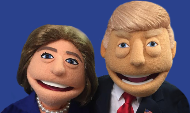Avenue Q&#39;s Hillary Clinton and Donald Trump puppets.