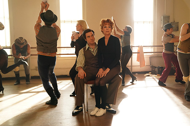 Tyler Hanes as Jerry Orbach and Michelle Williams as Gwen Verdon rehearsing &quot;We Both Reached for the Gun&quot; as part of Chicago on Fosse/Verdon.