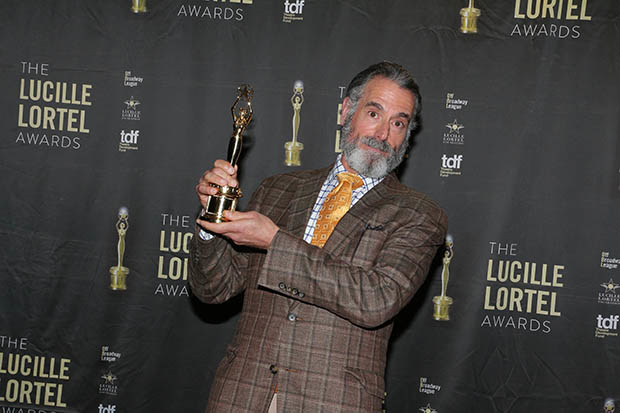 Steven Skybell poses with his Lortel Award.