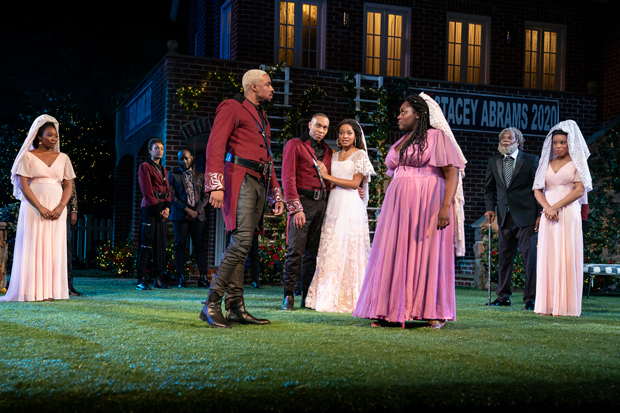 The company of Much Ado About Nothing, running through June 23 at the Delacorte Theater.