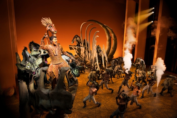 A scene from The Lion King on Broadway.