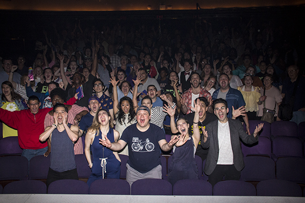 The cast and fans in the Lyceum Theatre.