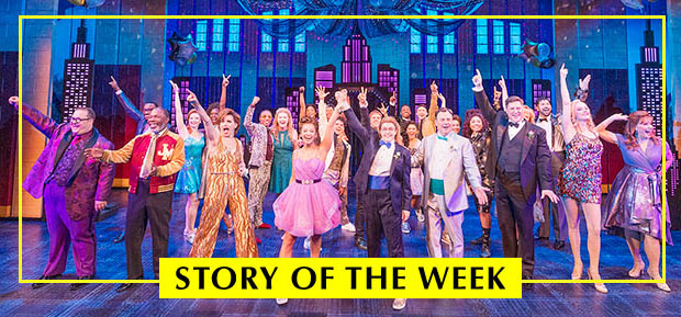 The cast of The Prom on Broadway performs the finale.