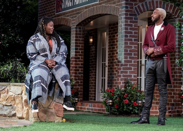 Danielle Brooks plays Beatrice, and Grantham Coleman plays Benedick in Much Ado About Nothing.