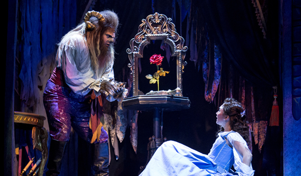 Tally Sessions and Belinda Allyn star in Beauty and the Beast at the Paper Mill Playhouse.