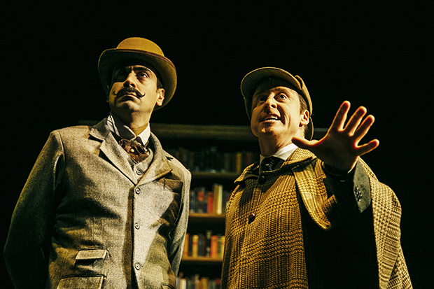Ramiz Monsef and Alan Tudyk in Mysterious Circumstances at the Geffen Playhouse.